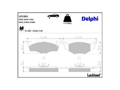 LP1591 Delphi Гальмівні колодки до дисків