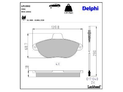 LP1592 Delphi Гальмівні колодки до дисків