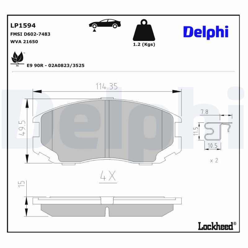 LP1594 Delphi Гальмівні колодки до дисків