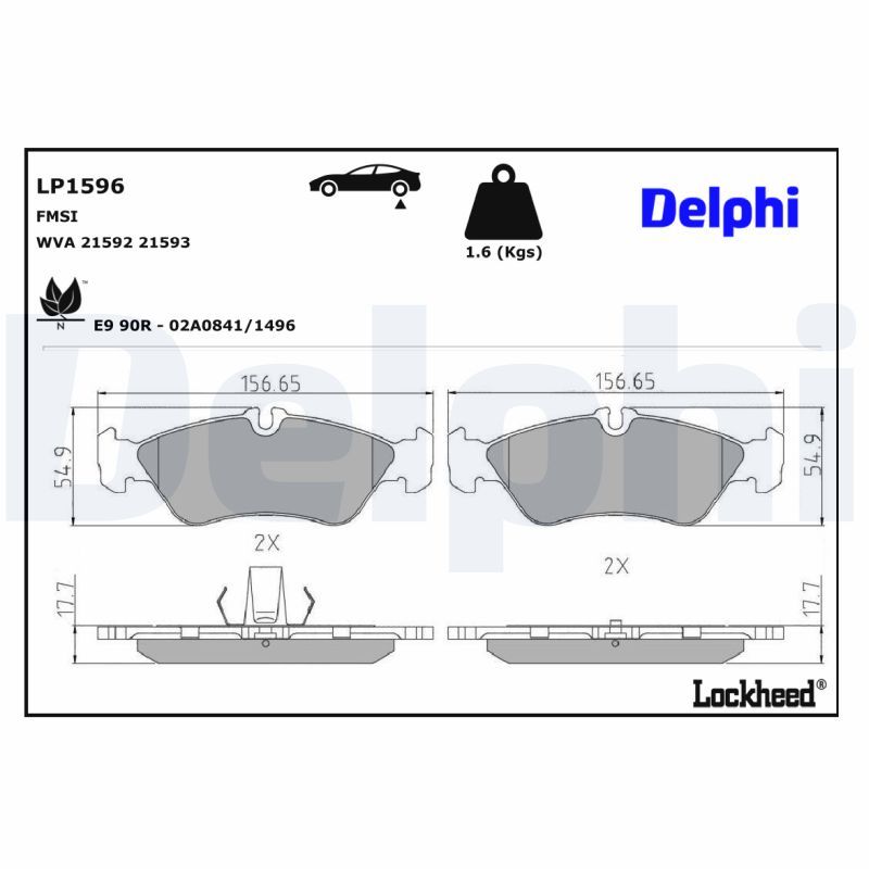 LP1596 Delphi Гальмівні колодки до дисків