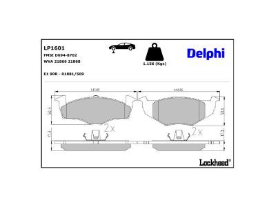 LP1601 Delphi Колодки гальмівні (передні) Skoda Fabia/VW Polo 94-14 (Continental)