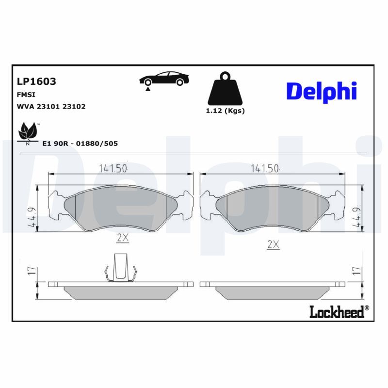 LP1603 Delphi Гальмівні колодки до дисків