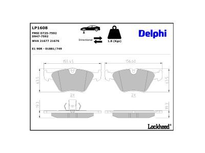 LP1608 Delphi Гальмівні колодки до дисків