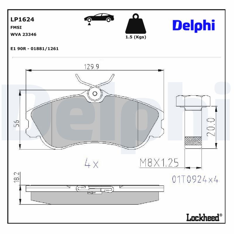 LP1624 Delphi Гальмівні колодки до дисків (з болтами)