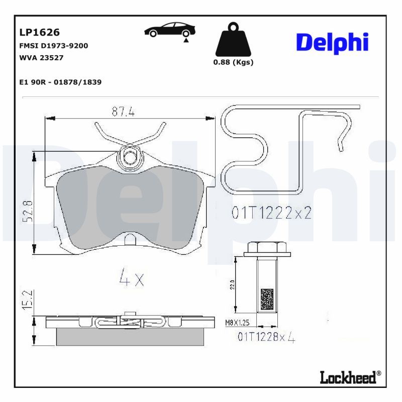 LP1626 Delphi Колодки гальмівні (задні) Honda Accord VI/VII 97-08 (Trw)