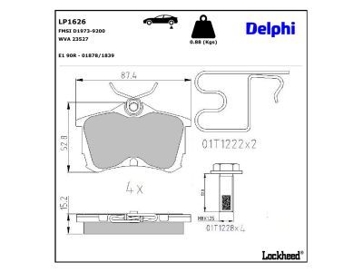 LP1626 Delphi Колодки гальмівні (задні) Honda Accord VI/VII 97-08 (Trw)