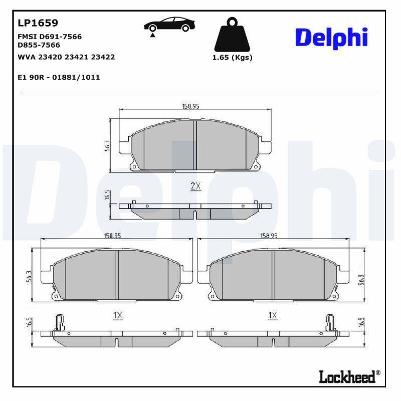 LP1659 Delphi Гальмівні колодки до дисків