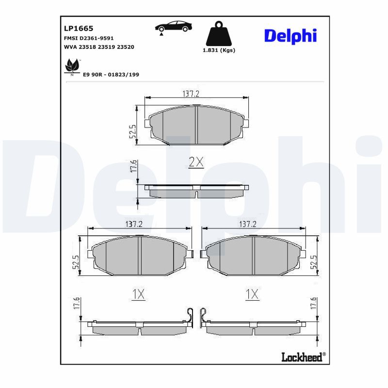 LP1665 Delphi Гальмівні колодки до дисків