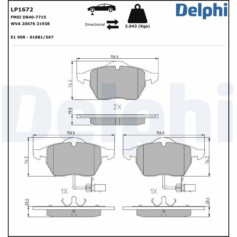 LP1672 Delphi Гальмівні колодки до дисків