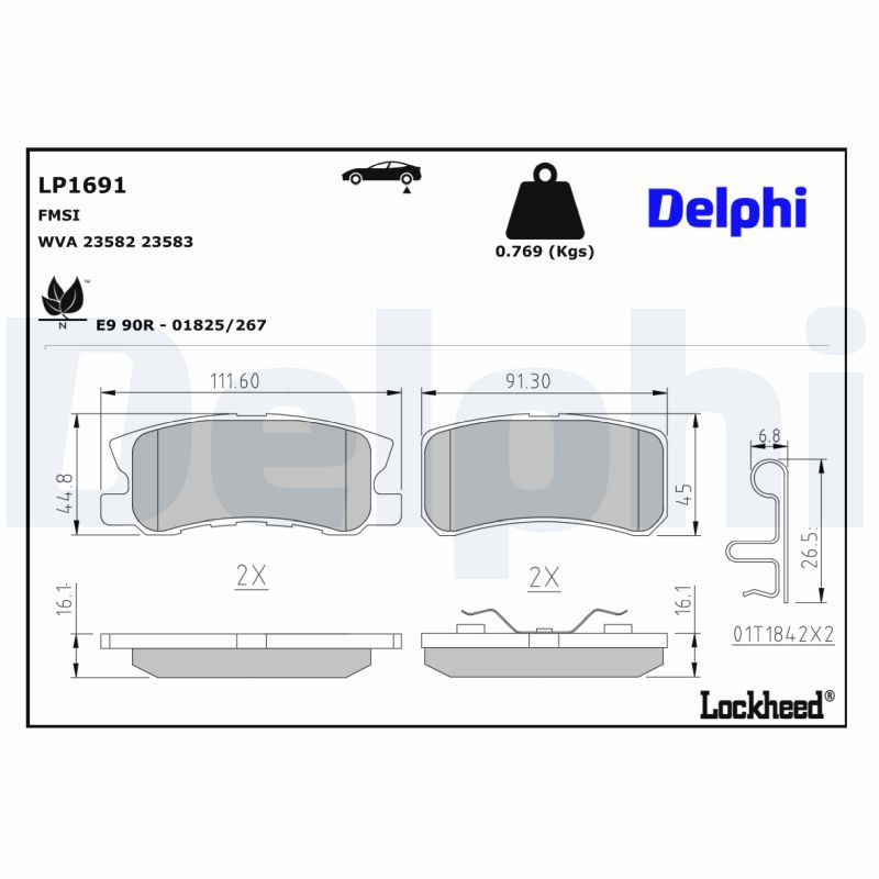 LP1691 Delphi Гальмівні колодки до дисків