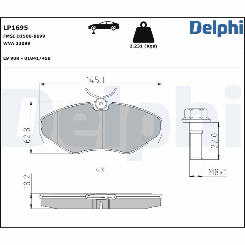 LP1695 Delphi Гальмівні колодки до дисків (з болтами)