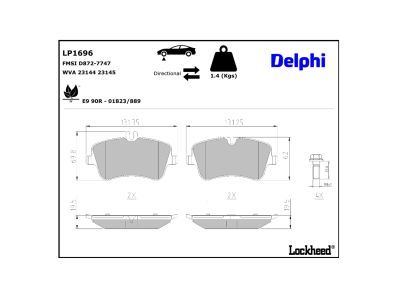 LP1696 Delphi Гальмівні колодки до дисків (з болтами)