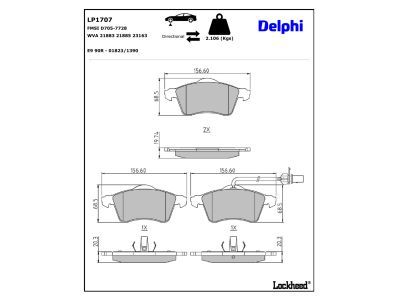 LP1707 Delphi Колодки гальмівні (передні) VW T4 90-03 (з датчиком) (Continental)