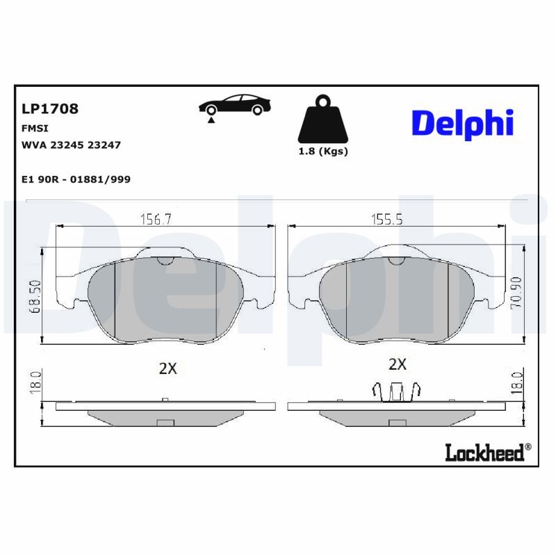 LP1708 Delphi Гальмівні колодки до дисків
