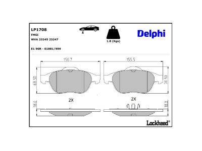 LP1708 Delphi Гальмівні колодки до дисків