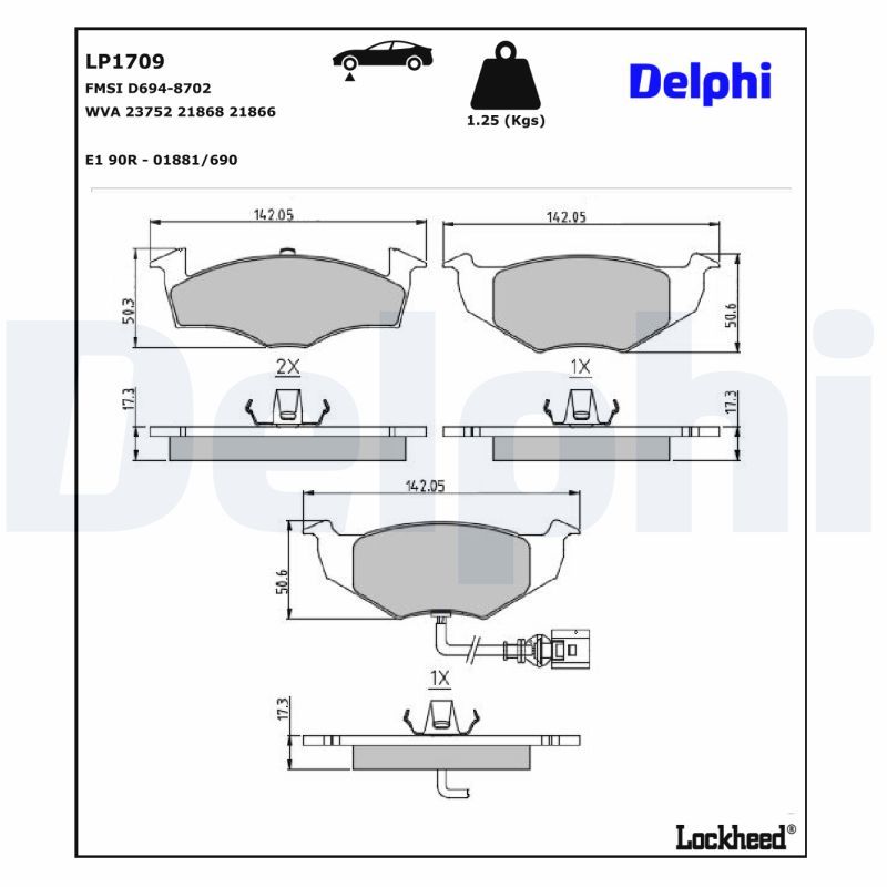 LP1709 Delphi Гальмівні колодки до дисків