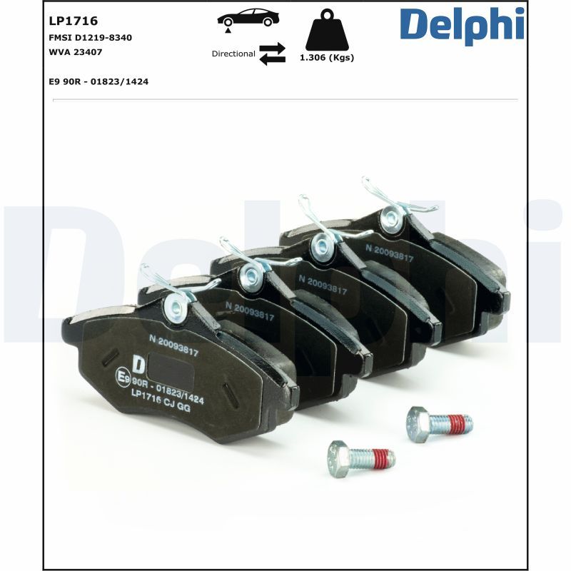 LP1716 Delphi Колодки гальмівні (передні) Citroen C2 03-12/Citroen С3 02- (Trw)