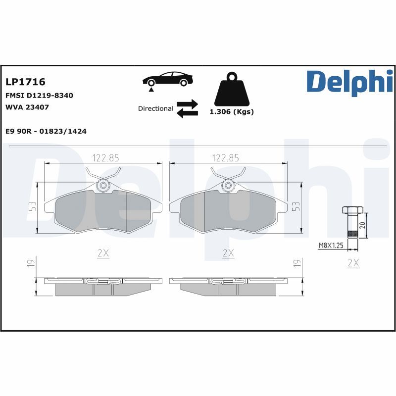 LP1716 Delphi Колодки гальмівні (передні) Citroen C2 03-12/Citroen С3 02- (Trw)
