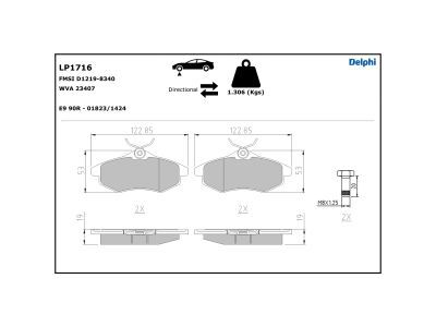 LP1716 Delphi Колодки гальмівні (передні) Citroen C2 03-12/Citroen С3 02- (Trw)