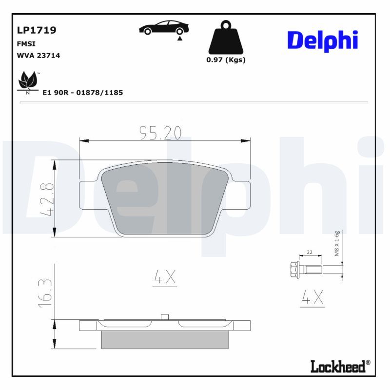 LP1719 Delphi Гальмівні колодки до дисків (з болтами)