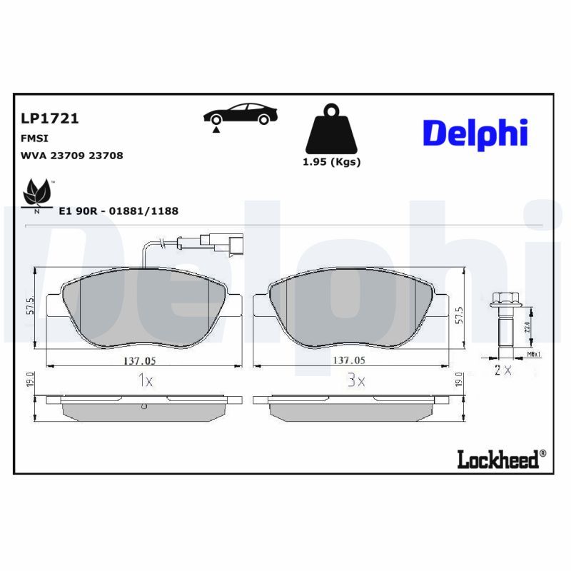 LP1721 Delphi Гальмівні колодки до дисків (з болтами)