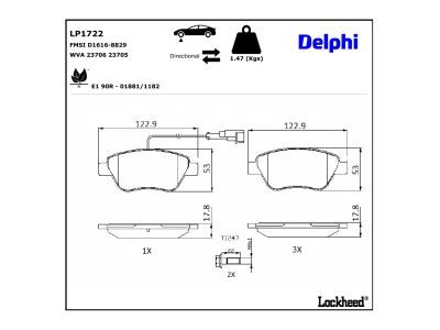 LP1722 Delphi Гальмівні колодки до дисків (з болтами)