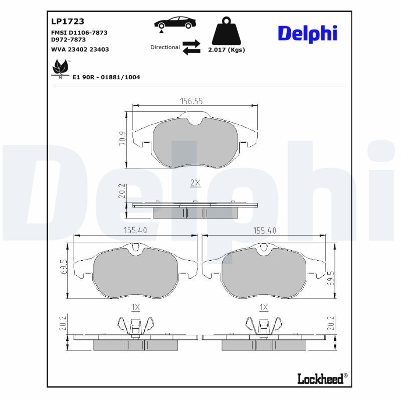 LP1723 Delphi Гальмівні колодки до дисків