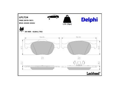LP1724 Delphi Колодки гальмівні (передні) Ford Connect 02- (Continental)