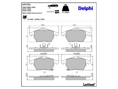 LP1731 Delphi Гальмівні колодки до дисків