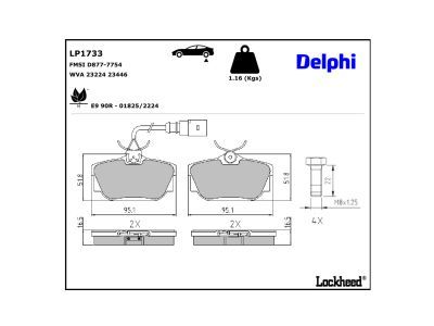 LP1733 Delphi Гальмівні колодки до дисків (з болтами)
