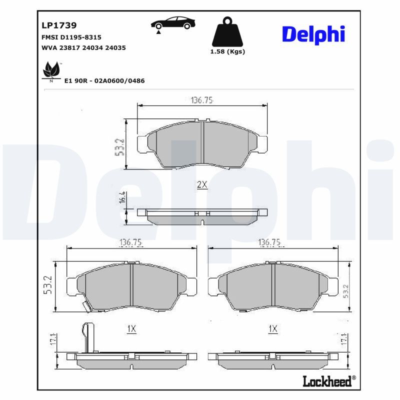 LP1739 Delphi Гальмівні колодки до дисків