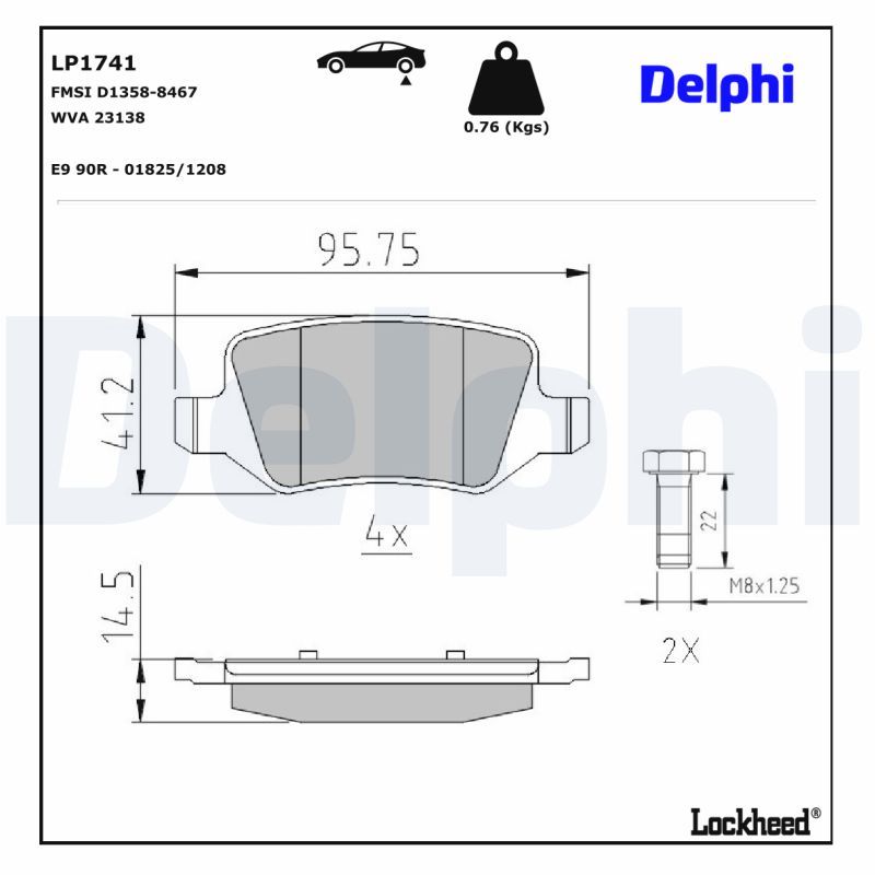 LP1741 Delphi Гальмівні колодки до дисків (з болтами)