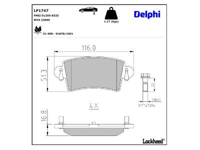 LP1747 Delphi Колодки гальмівні (задні) Renault Master/Opel Movano A 98- (Bosch)