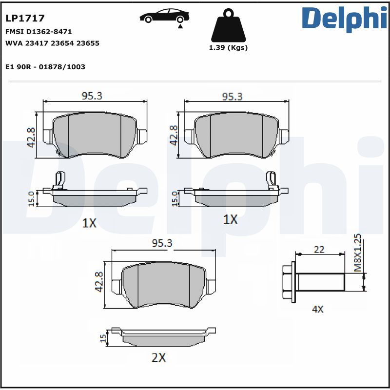LP1750 Delphi Гальмівні колодки до дисків