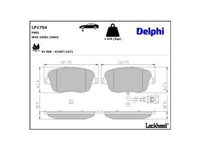 LP1754 Delphi Гальмівні колодки до дисків (з болтами)