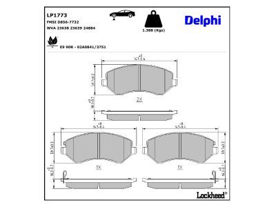 LP1773 Delphi Колодки гальмівні (передні) Jeep Cherokee 01-08/Chrysler Voyager IV 00-08 (Trw)