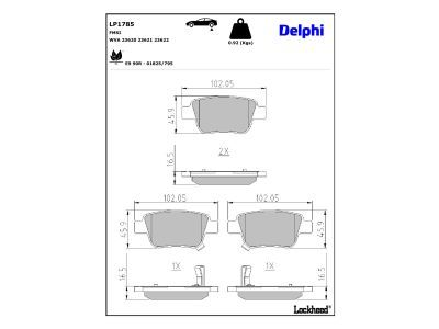 LP1785 Delphi Колодки гальмівні (задні) Toyota Avensis/Corolla 03-09 (Bosch)