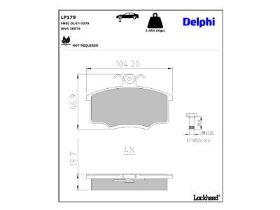 LP179 Delphi Гальмівні колодки до дисків (з болтами)