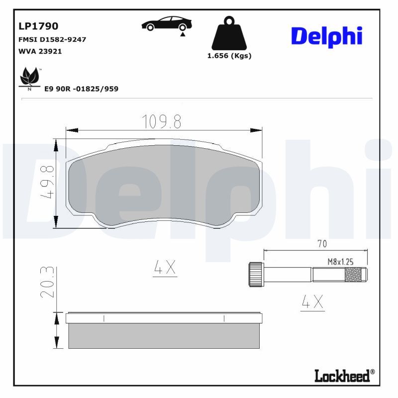 LP1790 Delphi Гальмівні колодки до дисків (з болтами)