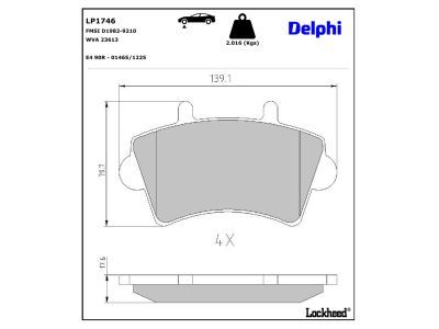 LP1792 Delphi Колодки гальмівні (передні) Citroen Jumpy/Fiat Scudo/Peugeot Expert 95-06 (+датчики)