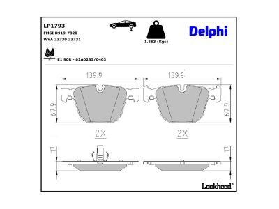 LP1793 Delphi Гальмівні колодки до дисків