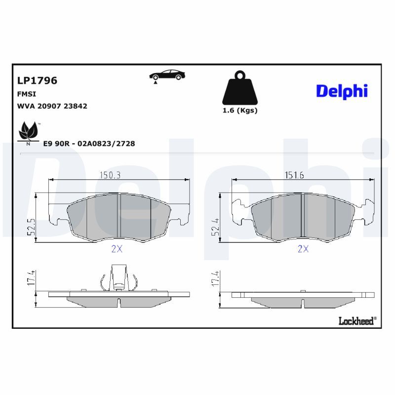 LP1796 Delphi Гальмівні колодки до дисків