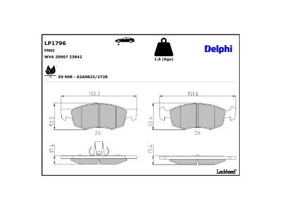 LP1796 Delphi Гальмівні колодки до дисків
