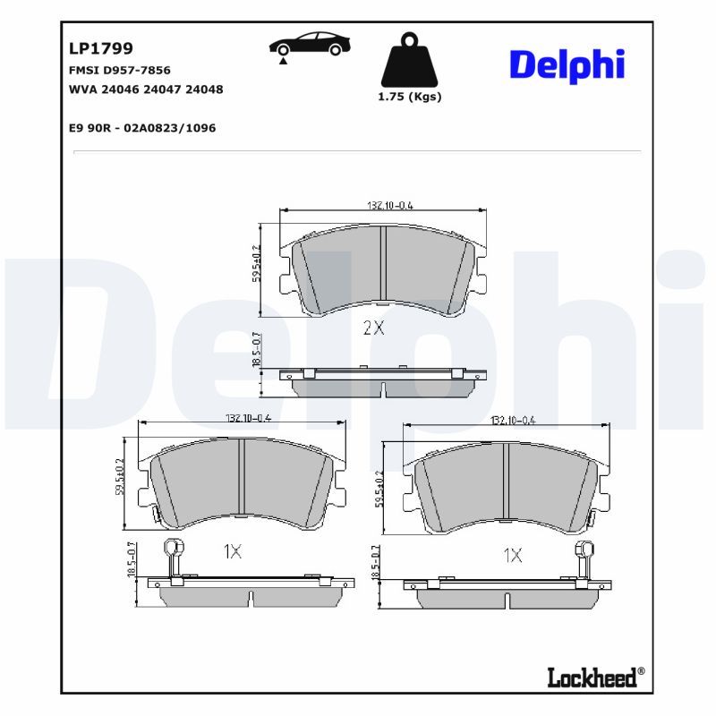 LP1799 Delphi Колодки гальмівні (передні) Mazda 6 02-07 (Akebono)