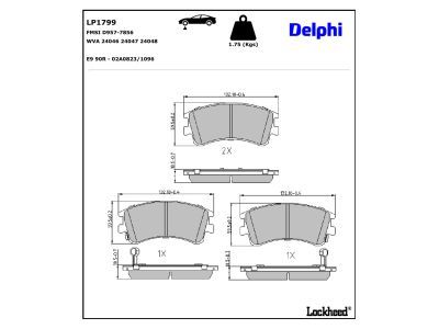 LP1799 Delphi Колодки гальмівні (передні) Mazda 6 02-07 (Akebono)