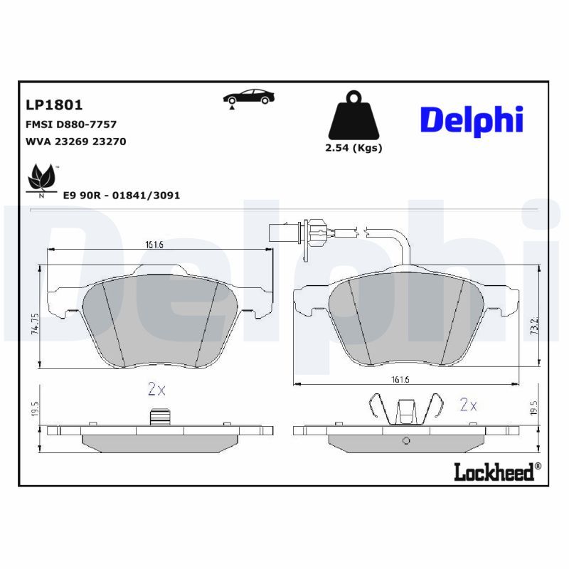 LP1801 Delphi Гальмівні колодки до дисків