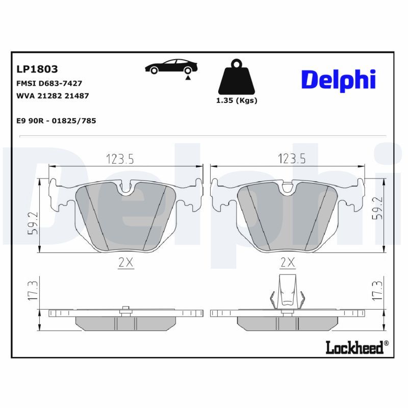 LP1803 Delphi Колодки гальмівні (задні) BMW 5 (E39) 98-07/7 (E38) 94-01/X3 (E83) 04-11/X5 (E53)00-06