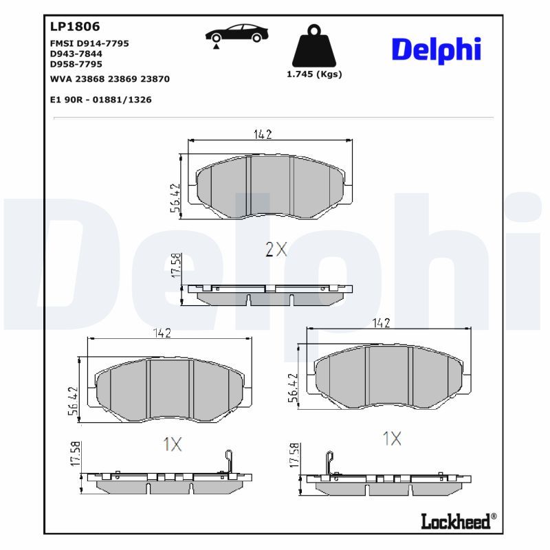 LP1806 Delphi Гальмівні колодки до дисків