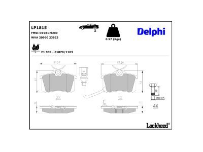LP1815 Delphi Гальмівні колодки до дисків (з болтами)