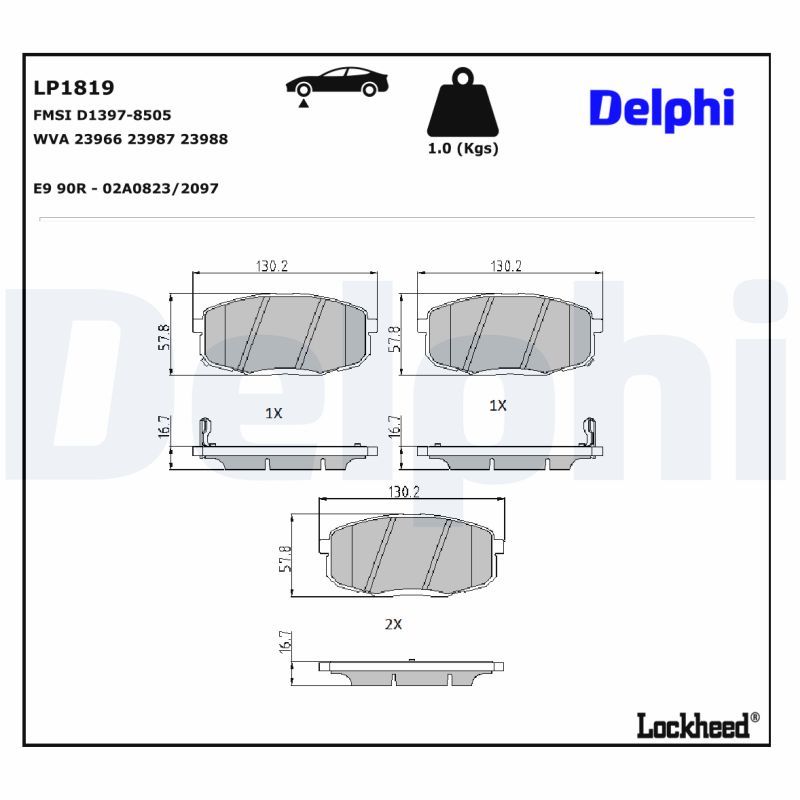 LP1819 Delphi Колодки гальмівні (передні) Hyundai i30 08-/Kia Cerato II 09- (Mando)